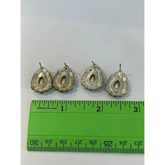 VTG Vintage Set Of 2 Fashion Earrings Pierced Ears Rhinestone - Picture 7 of 7